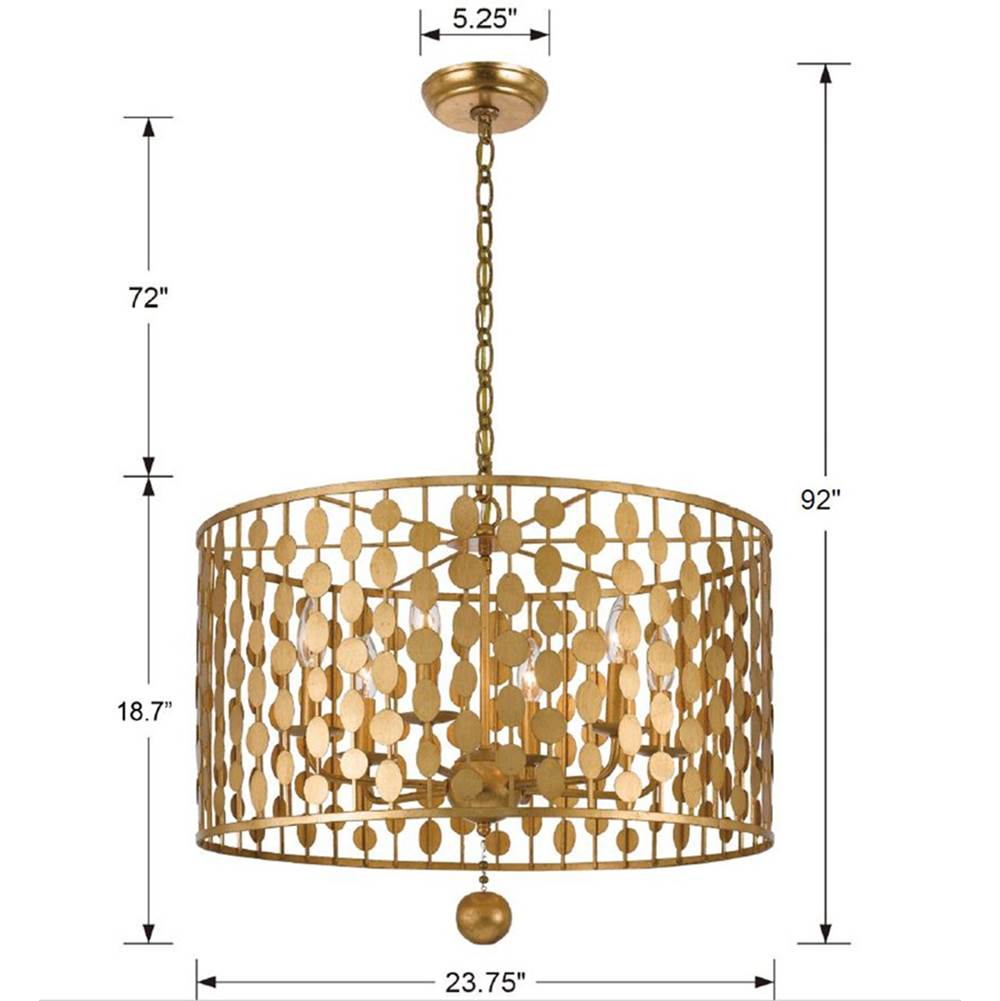 Crystorama 546-GA Antique Gold Layla 6 Light Antique Gold Chandelier Image 2