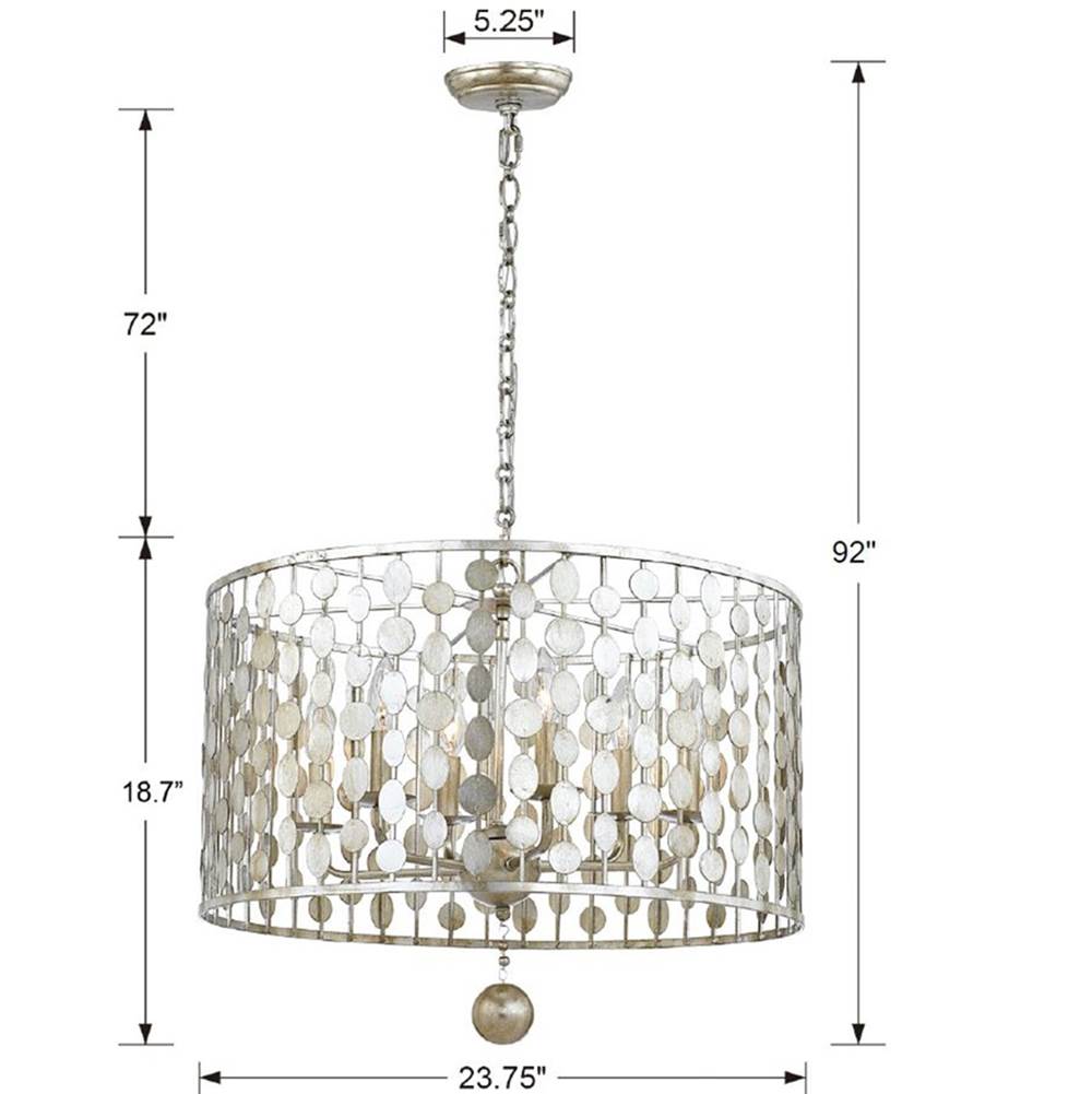 Crystorama 546-SA Antique Silver Layla 6 Light Antique Silver Chandelier Image 2