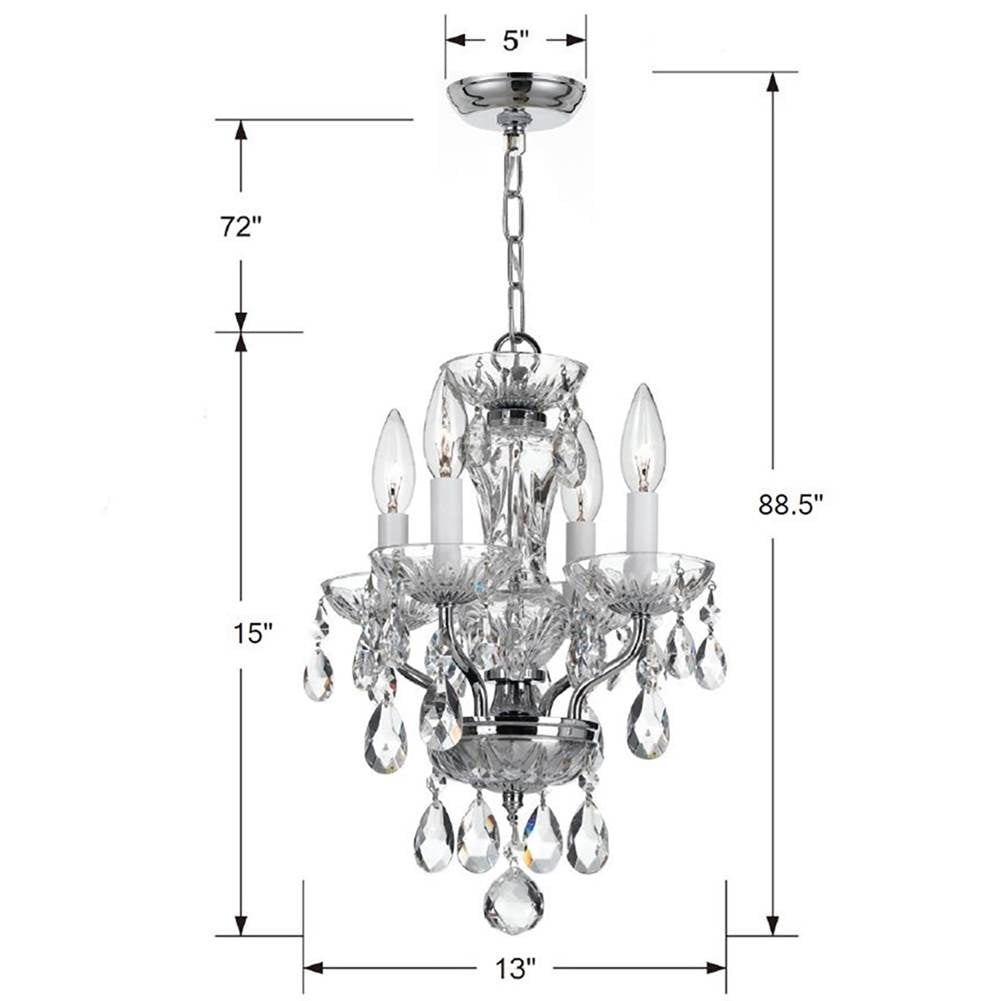 Crystorama Traditional Crystal Traditional Crystal 4 Light Clear Italian Crystal Polished Chrome Mini Chandelier