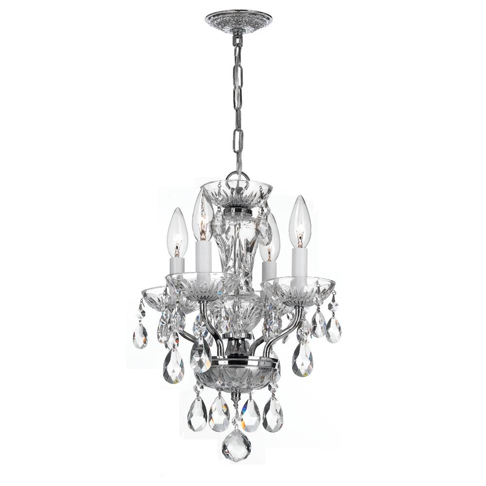 Crystorama 5534-CH-CL-MWP Polished Chrome Traditional Crystal 4 Light Hand Cut Crystal Polished Chrome Mini Chandelier Image 1