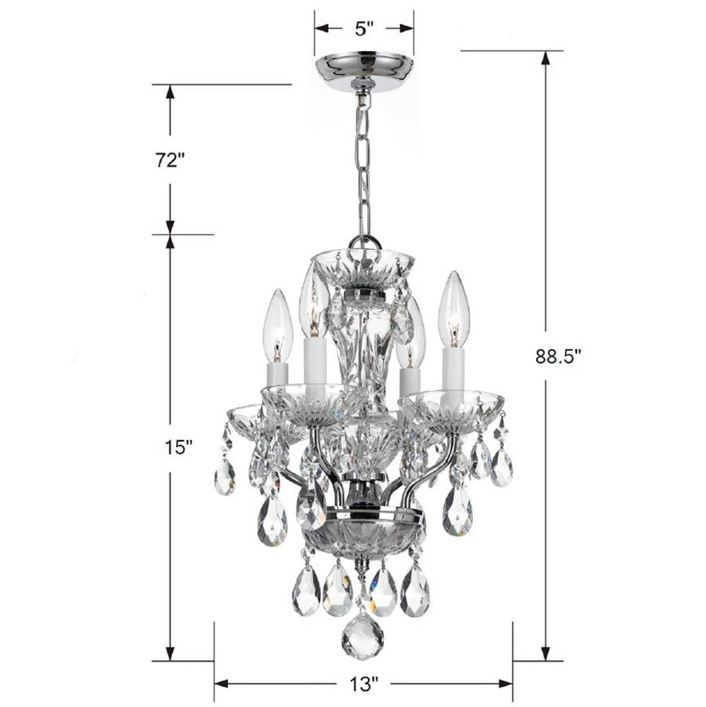 Crystorama Traditional Crystal Traditional Crystal 4 Light Hand Cut Crystal Polished Chrome Mini Chandelier