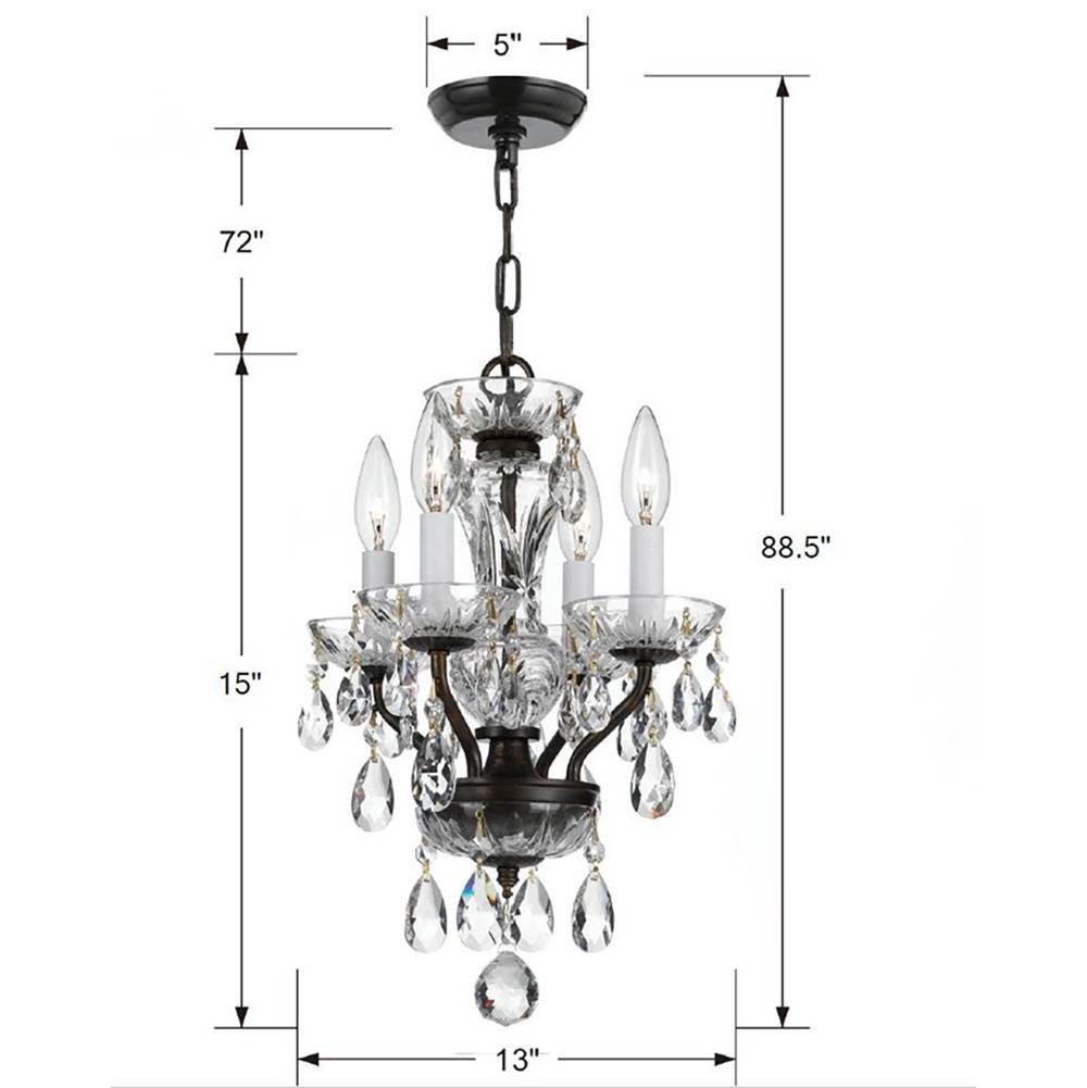 Crystorama Traditional Crystal Traditional Crystal 4 Light Hand Cut Crystal Polished Chrome Mini Chandelier