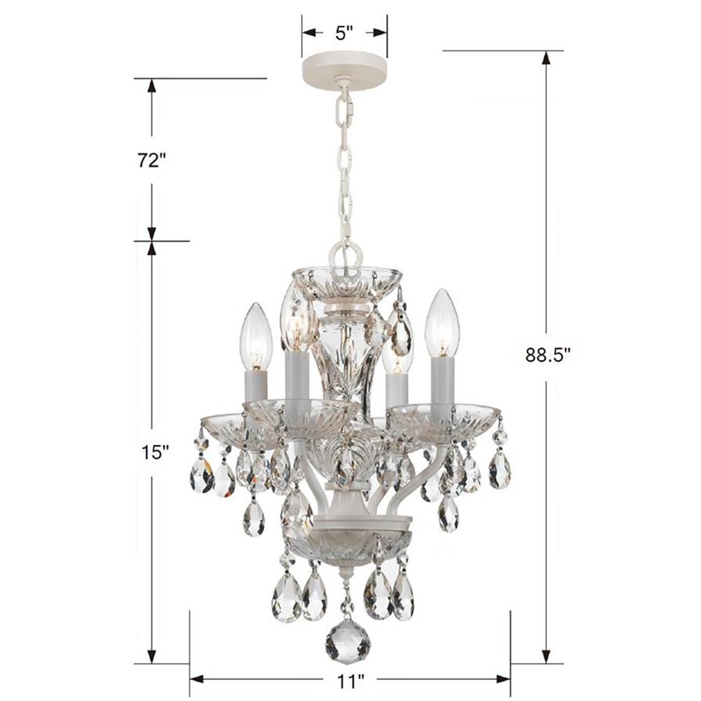 Crystorama Traditional Crystal Traditional Crystal 4 Light Clear Italian Crystal Polished Chrome Mini Chandelier