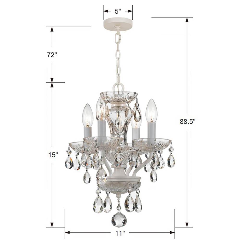 Crystorama Traditional Crystal Traditional Crystal 4 Light Hand Cut Crystal Polished Chrome Mini Chandelier
