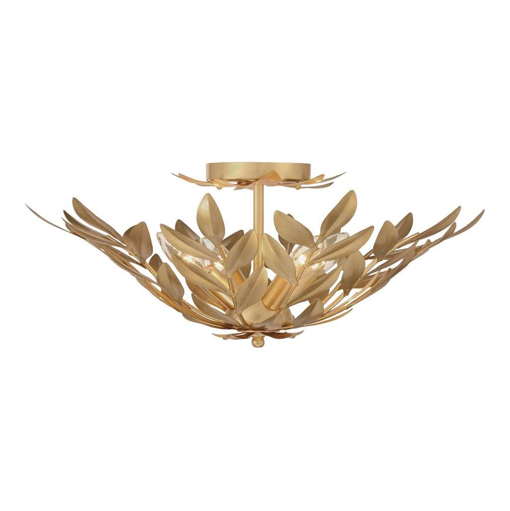Crystorama 560-GA Antique Gold Broche 4 Light Semi Flush Antique Gold Image 5