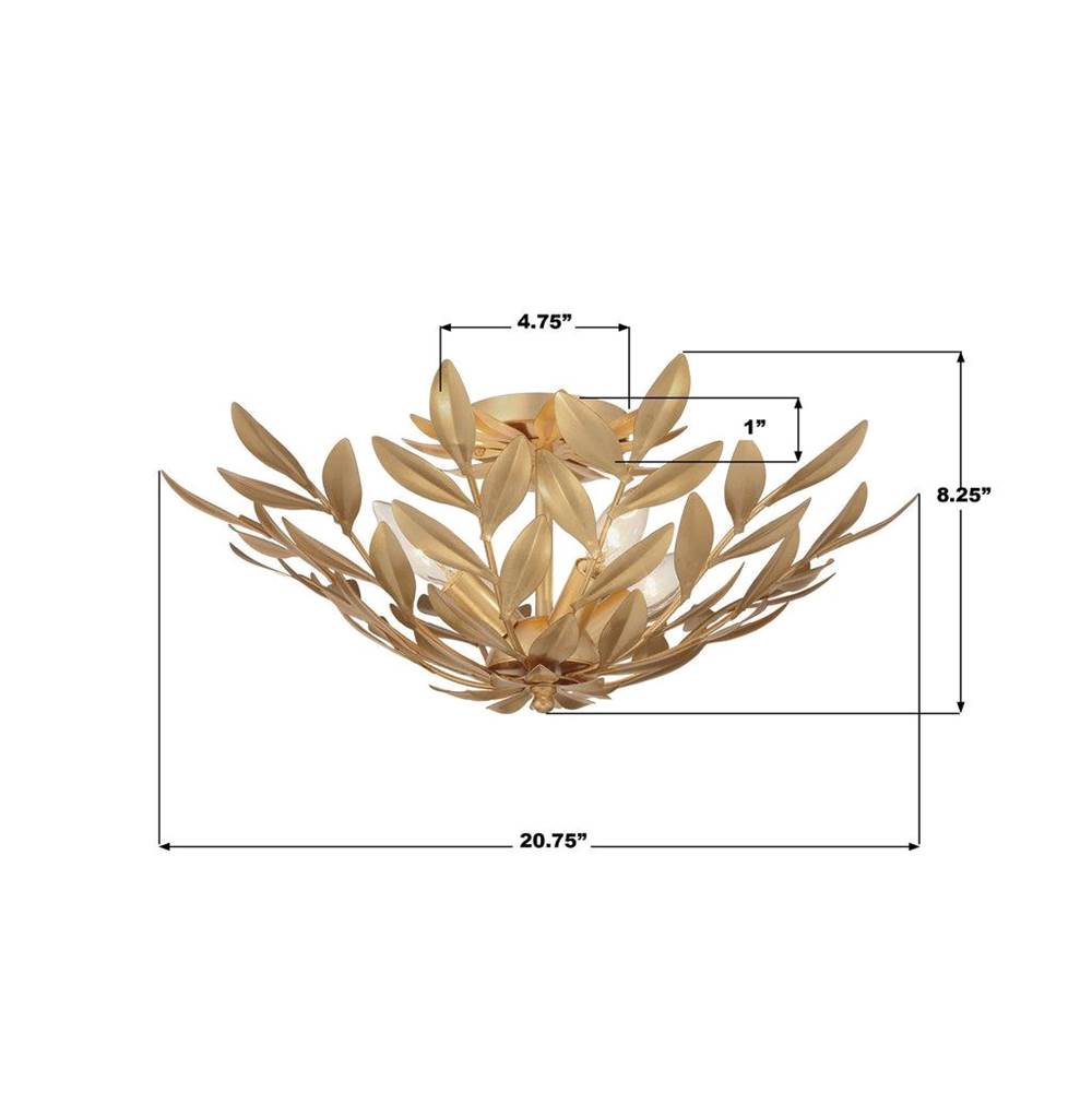 Crystorama 560-GA Antique Gold Broche 4 Light Semi Flush Antique Gold Image 3