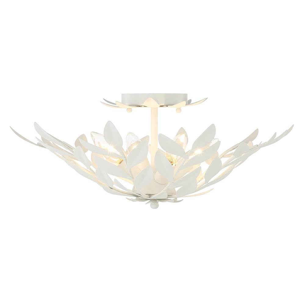 Crystorama 560-MT Matte White Broche 4 Light Matte White Semi Flush Mount Image 5