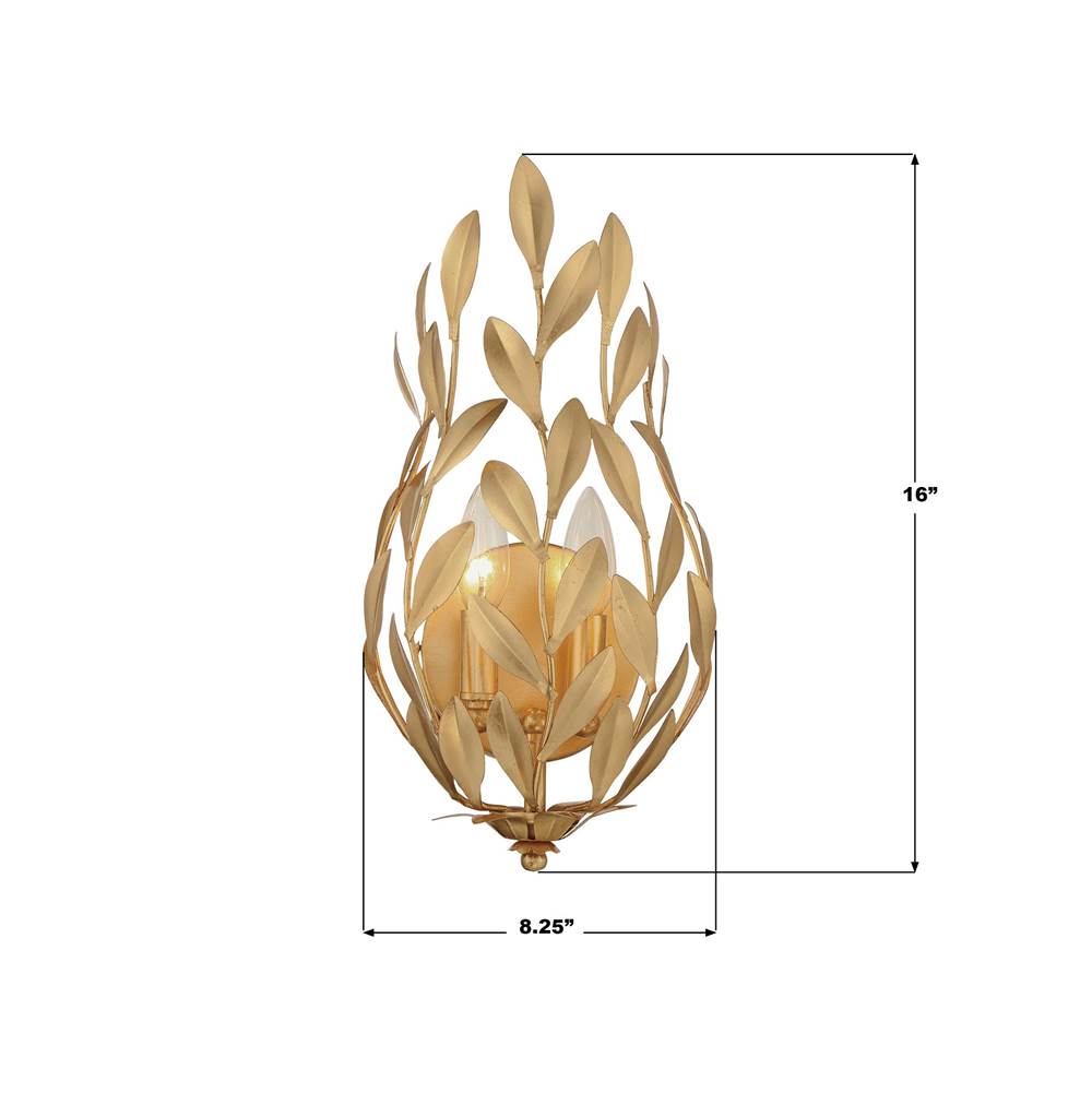 Crystorama 561-GA Antique Gold Broche 2 Light Antique Gold Sconce Image 2
