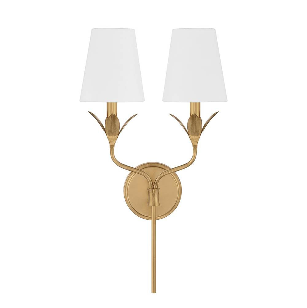 Crystorama Broche 2 Light Antique Gold Sconce