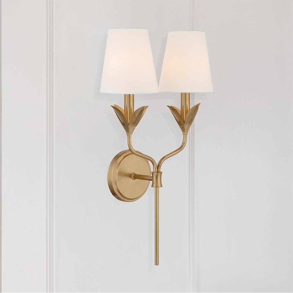 Crystorama 562-GA Antique Gold Broche 2 Light Antique Gold Sconce Image 2