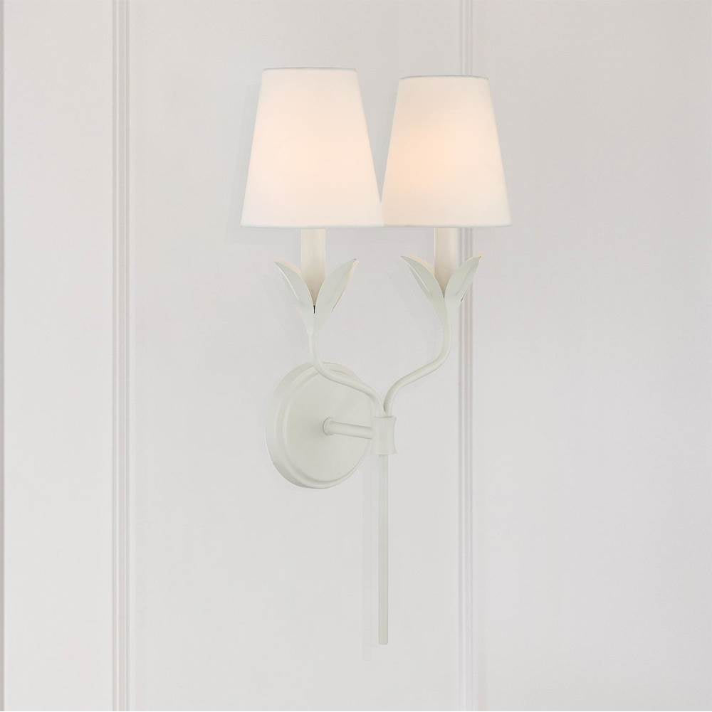 Crystorama 562-MT Matte White Broche 2 Light Matte White Sconce Image 2