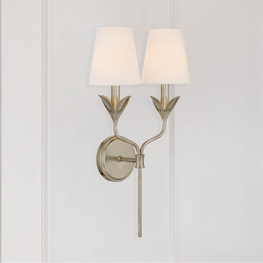Crystorama 562-SA Antique Silver Broche 2 Light Antique Silver Sconce Image 2