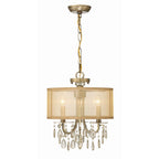 Crystorama 5623-AB Antique Brass Hampton 3 Light Antique Brass Etruscan Crystal Drum Shade Mini Chandelier Image 1