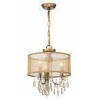 Crystorama 5623-AB Antique Brass Hampton 3 Light Antique Brass Etruscan Crystal Drum Shade Mini Chandelier Image 5
