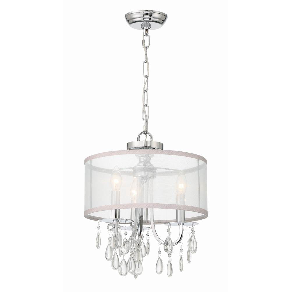 Crystorama 5623-CH Polished Chrome Hampton 3 Light Polished Chrome Clear Crystal Drum Shade Mini Chandelier Image 5