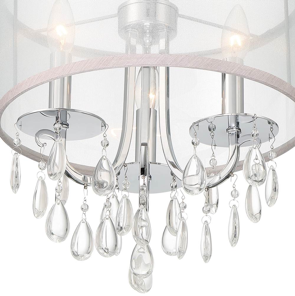 Crystorama 5623-CH Polished Chrome Hampton 3 Light Polished Chrome Clear Crystal Drum Shade Mini Chandelier Image 3
