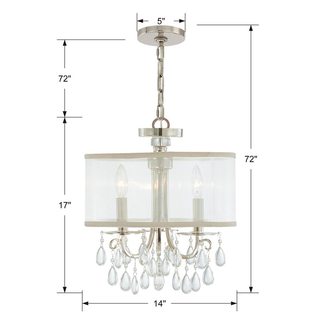 Crystorama 5623-CH Polished Chrome Hampton 3 Light Polished Chrome Clear Crystal Drum Shade Mini Chandelier Image 2