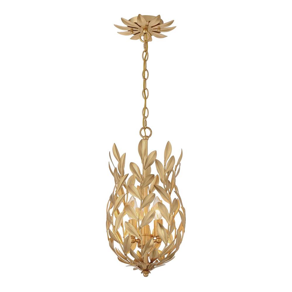 Crystorama 563-GA Antique Gold Broche 3 Light Antique Gold Mini Pendant Image 1
