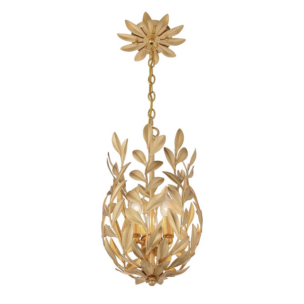 Crystorama 563-GA Antique Gold Broche 3 Light Antique Gold Mini Pendant Image 6