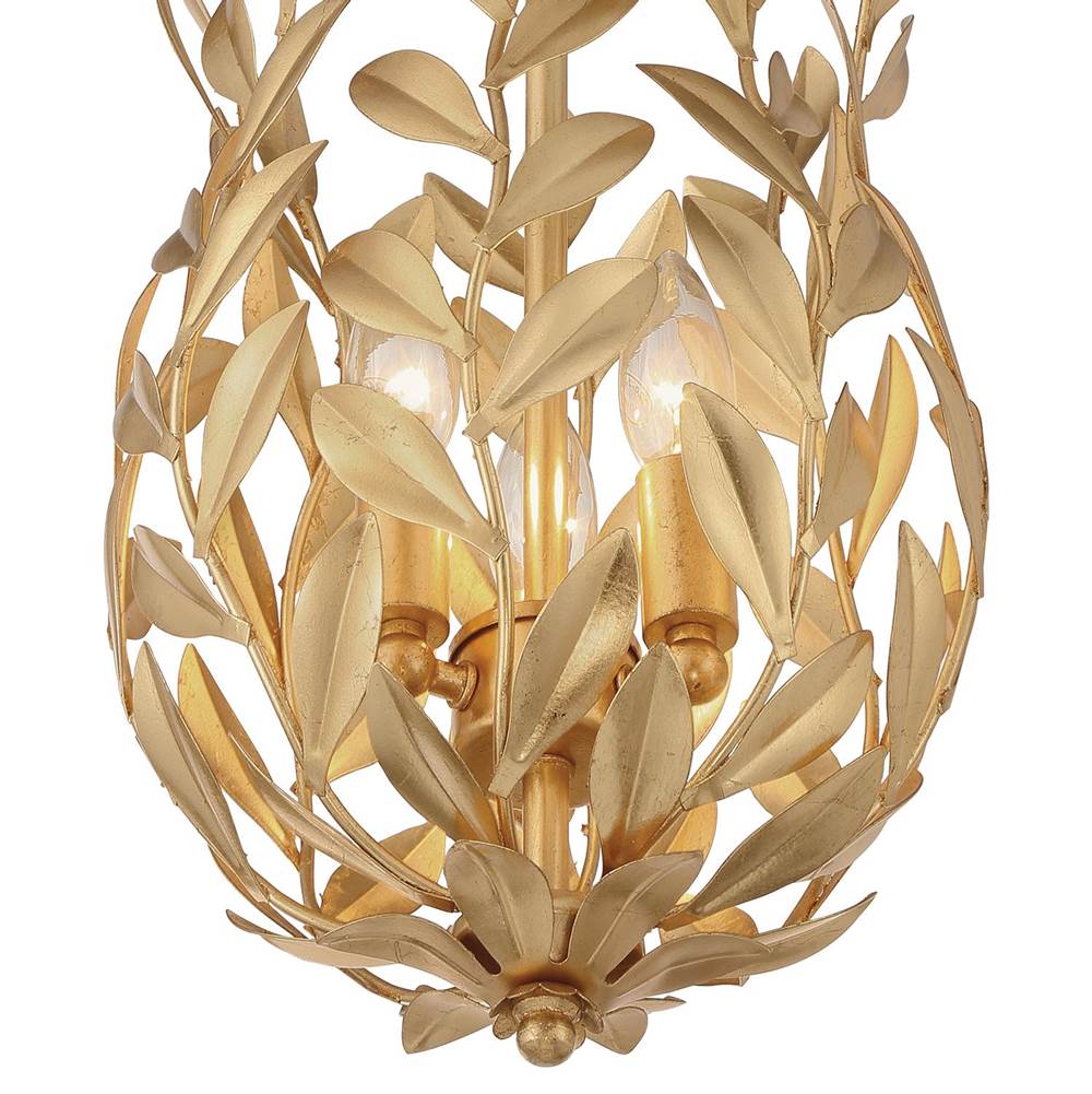 Crystorama 563-GA Antique Gold Broche 3 Light Antique Gold Mini Pendant Image 5