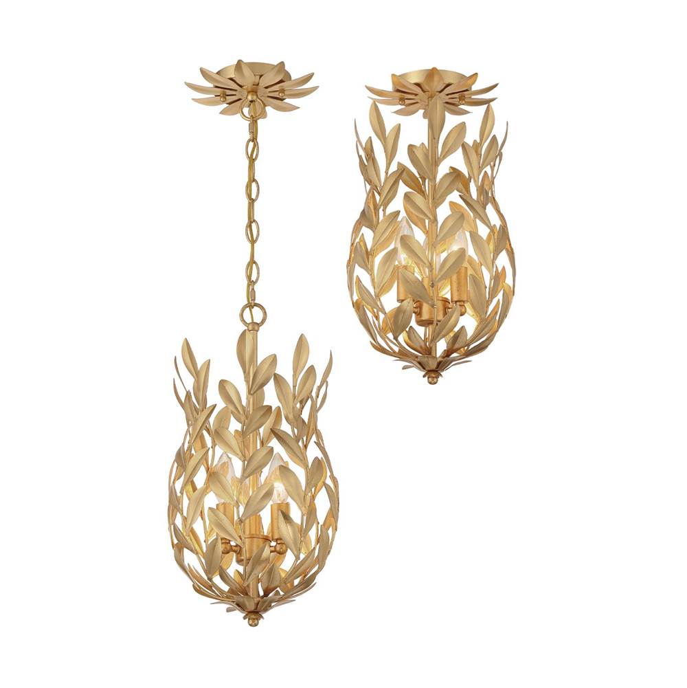 Crystorama 563-GA Antique Gold Broche 3 Light Antique Gold Mini Pendant Image 4