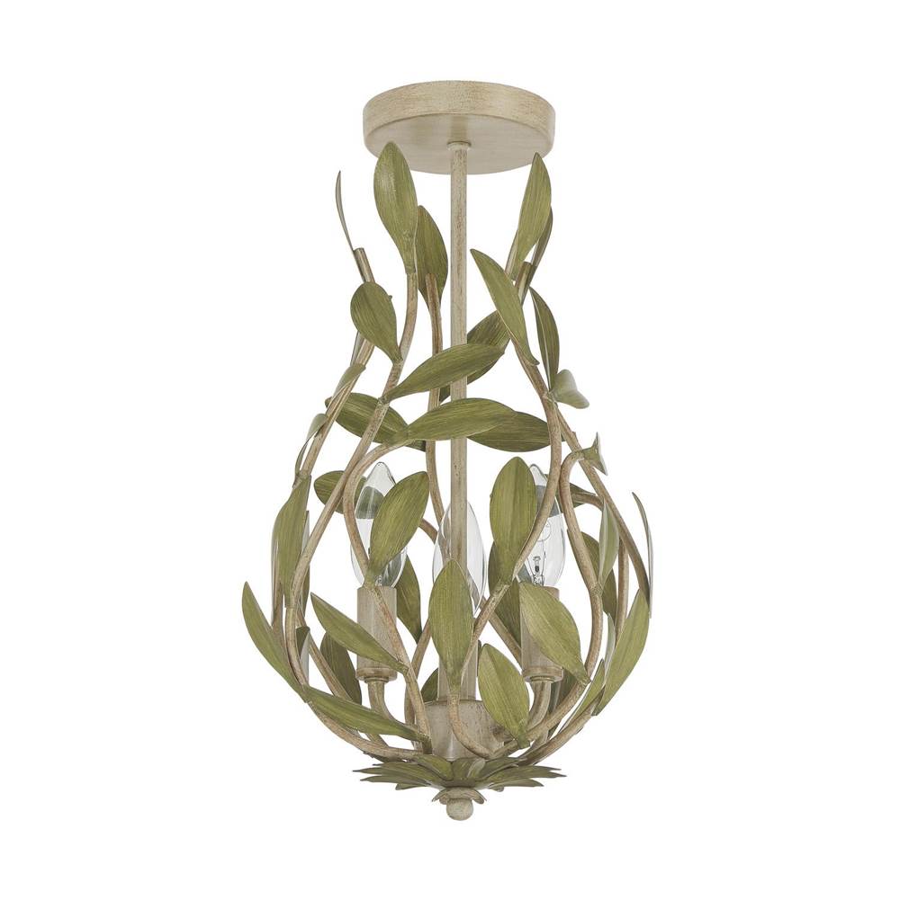Crystorama Broche 9'' Champagne Green Tea Semi Flush Mount