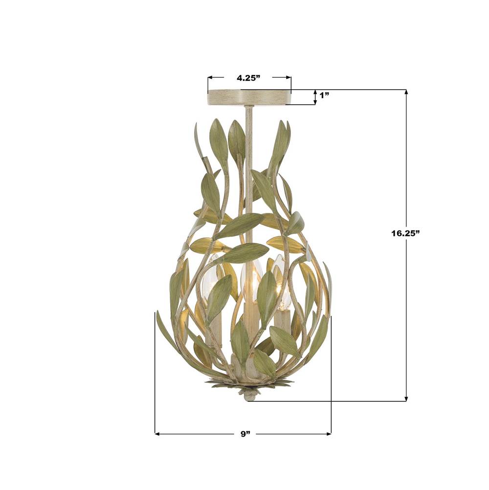 Crystorama 565-CT_CEILING Champagne Green Tea Broche 9'' Champagne Green Tea Semi Flush Mount Image 3
