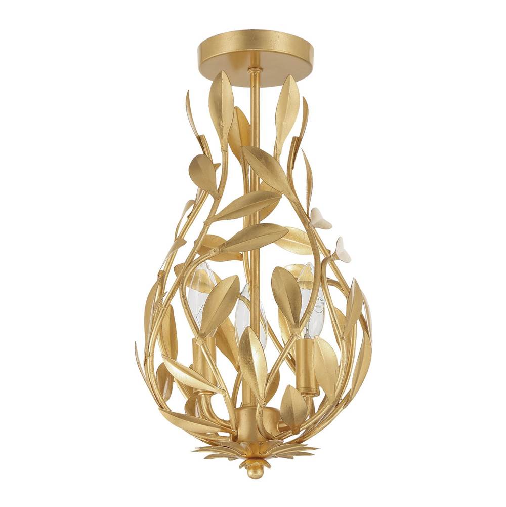 Crystorama Broche 9'' Champagne Green Tea Semi Flush Mount