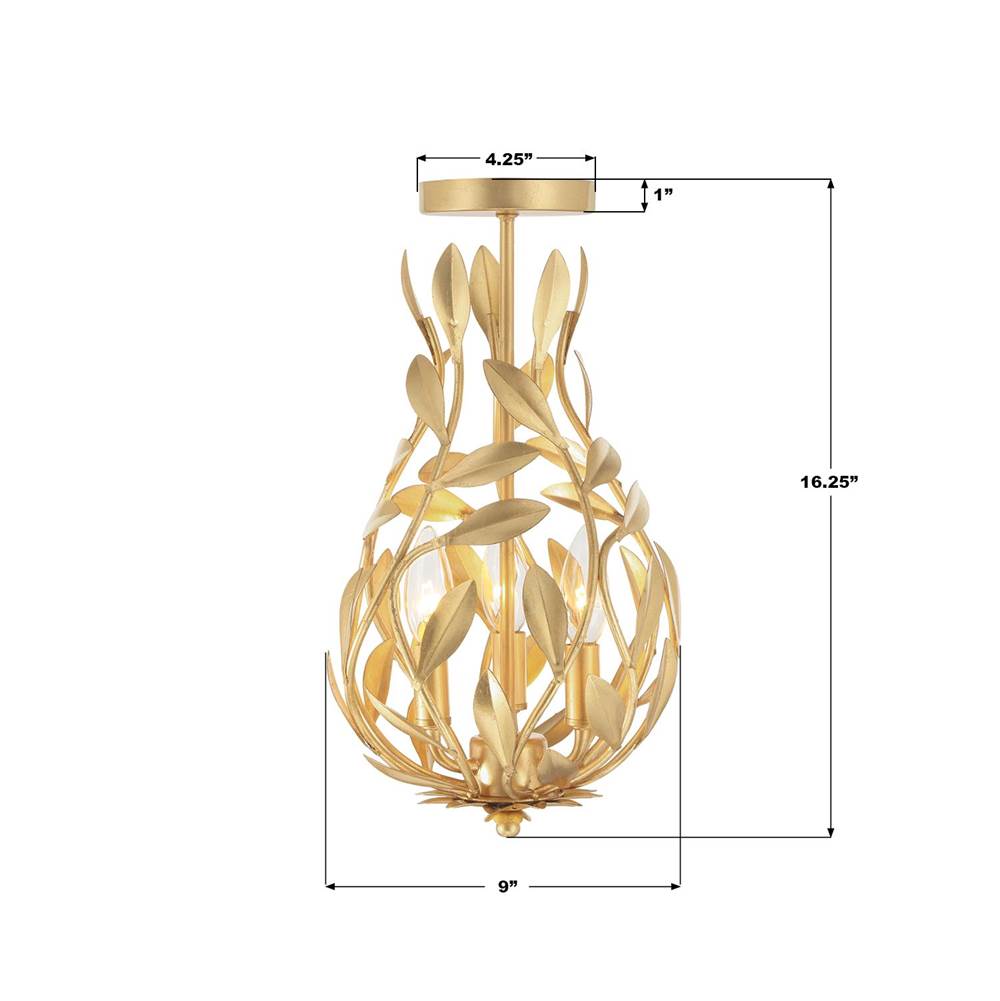 Crystorama 565-GA_CEILING Antique Gold Broche 9'' Antique Gold Semi Flush Mount Image 2