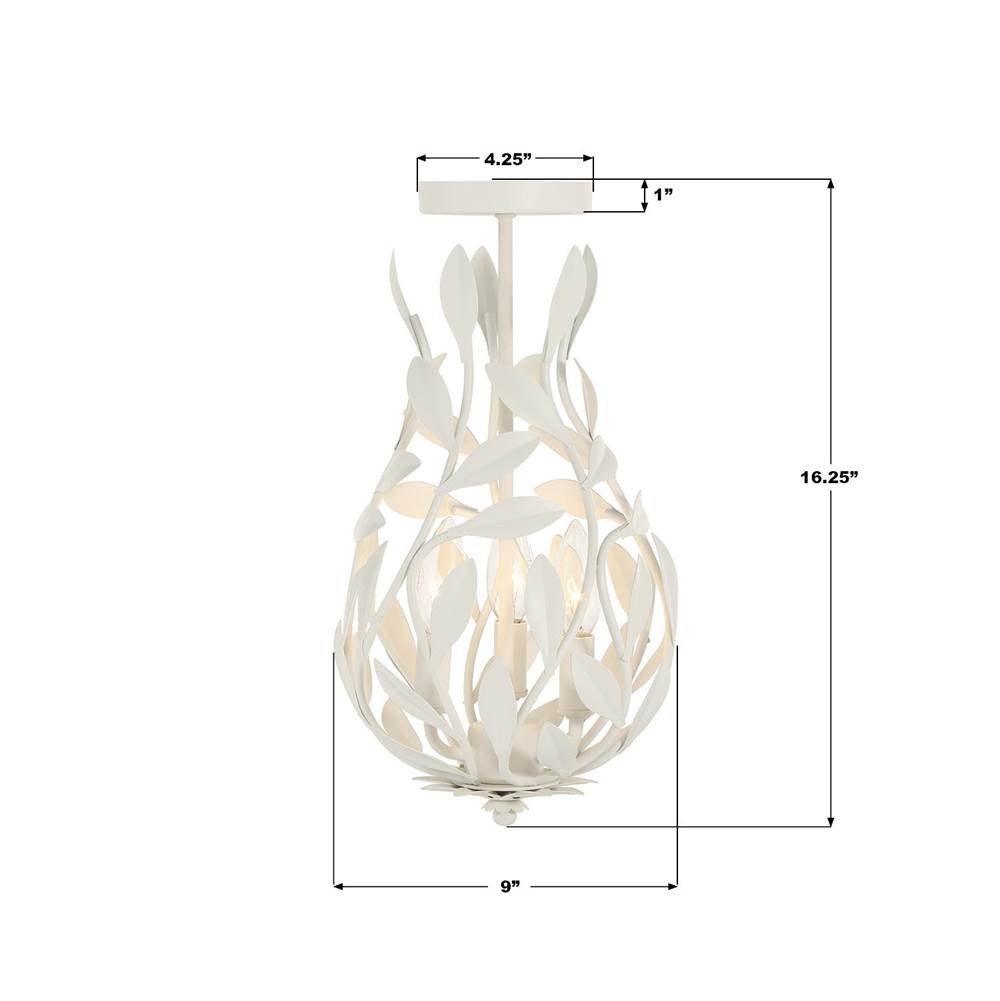 Crystorama 565-MT_CEILING Matte White Broche 9'' Matte White Semi Flush Mount Image 2
