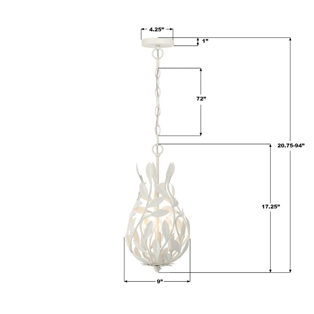 Crystorama 565-MT Matte White Broche 9'' Matte White Chandelier Image 2