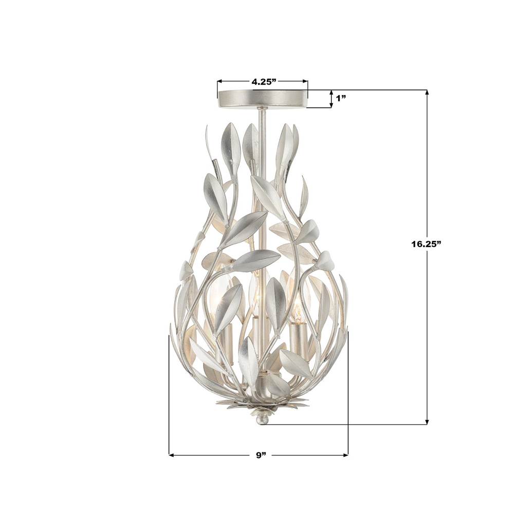 Crystorama 565-SA_CEILING Antique Silver Broche 9'' Antique Silver Semi Flush Mount Image 2