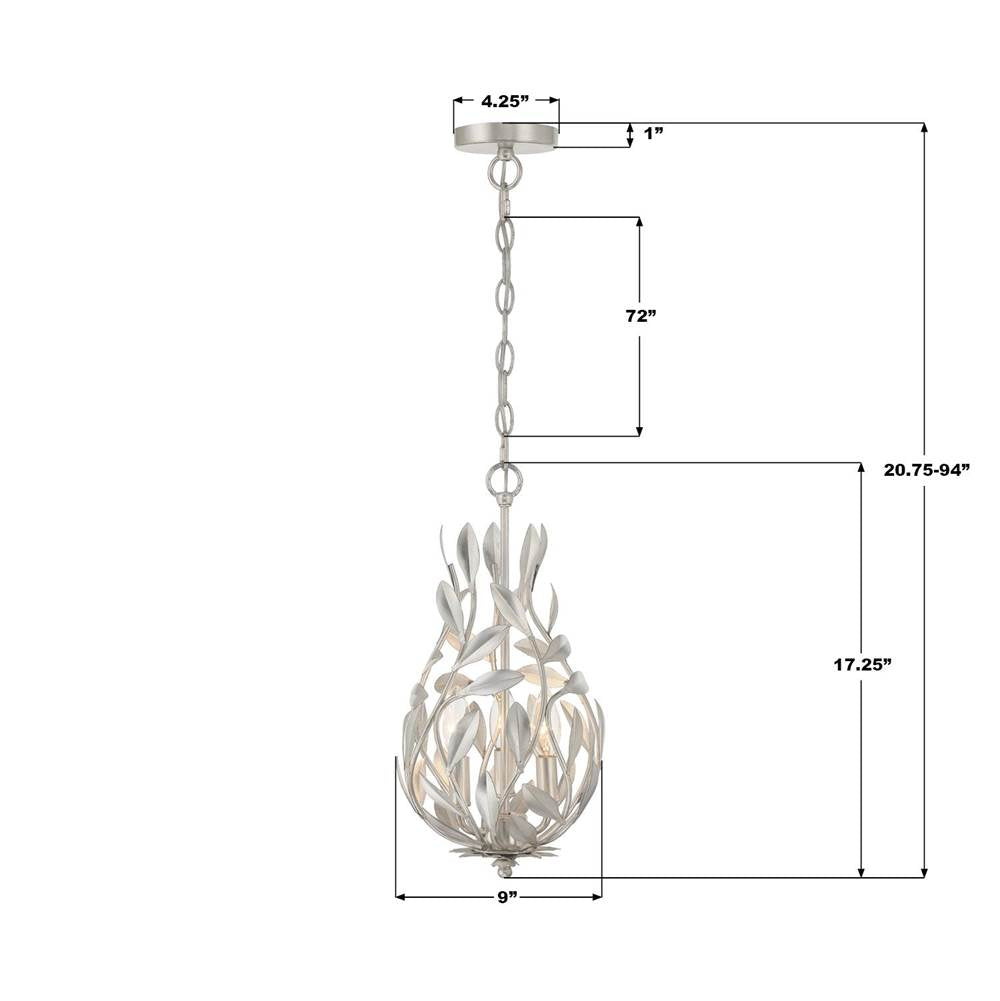 Crystorama 565-SA Antique Silver Broche 9'' Antique Silver Chandelier Image 2