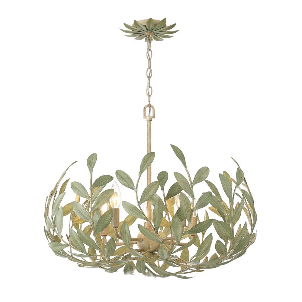 Crystorama 566-CT Champagne Green Tea Broche 5 Light Champagne Green Tea Chandelier Image 1