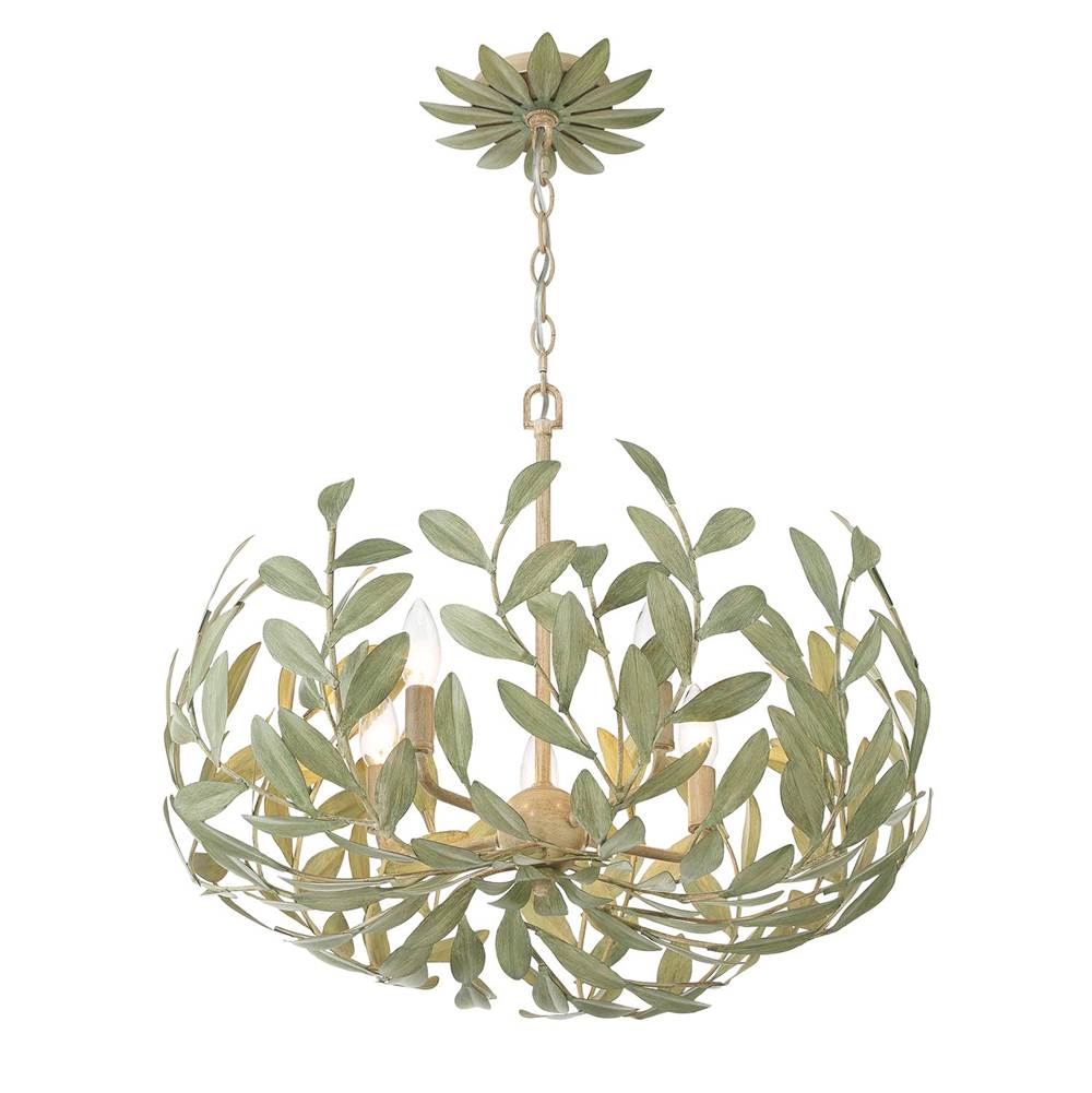 Crystorama 566-CT Champagne Green Tea Broche 5 Light Champagne Green Tea Chandelier Image 4