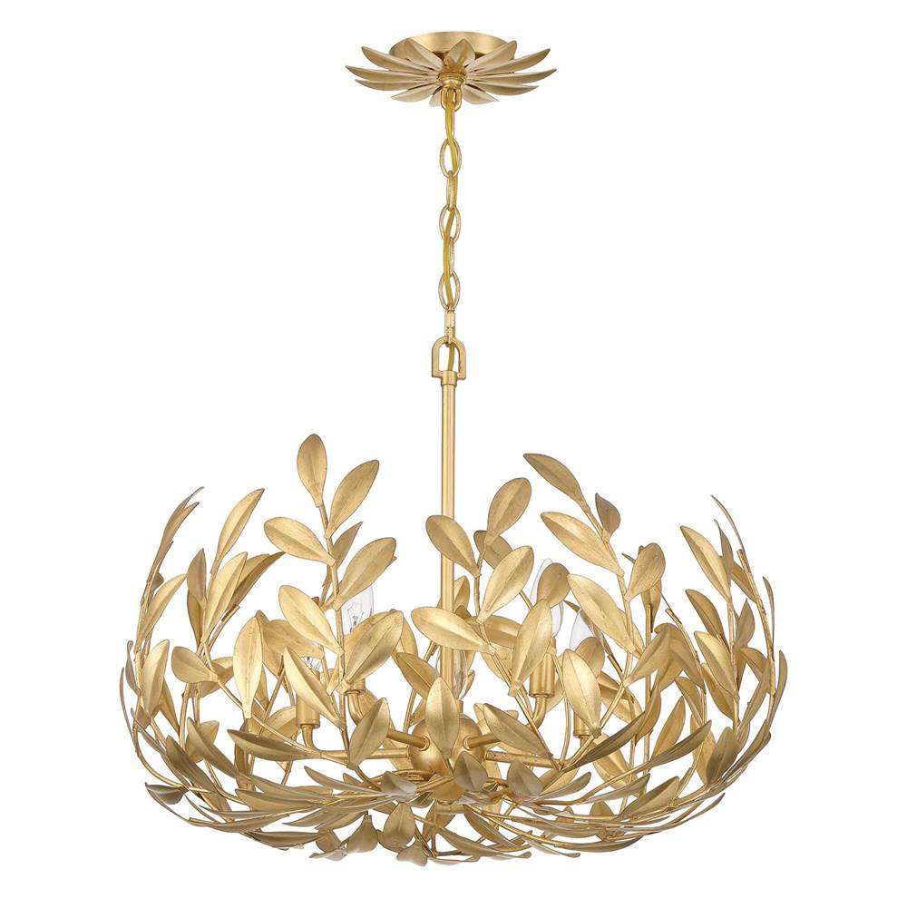 Crystorama Broche 5 Light Champagne Green Tea Chandelier
