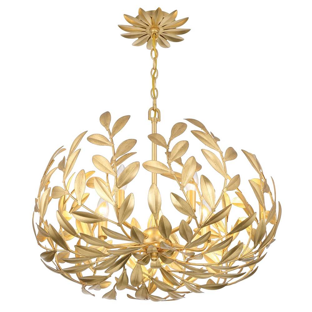 Crystorama 566-GA Antique Gold Broche 5 Light Antique Gold Chandelier Image 6