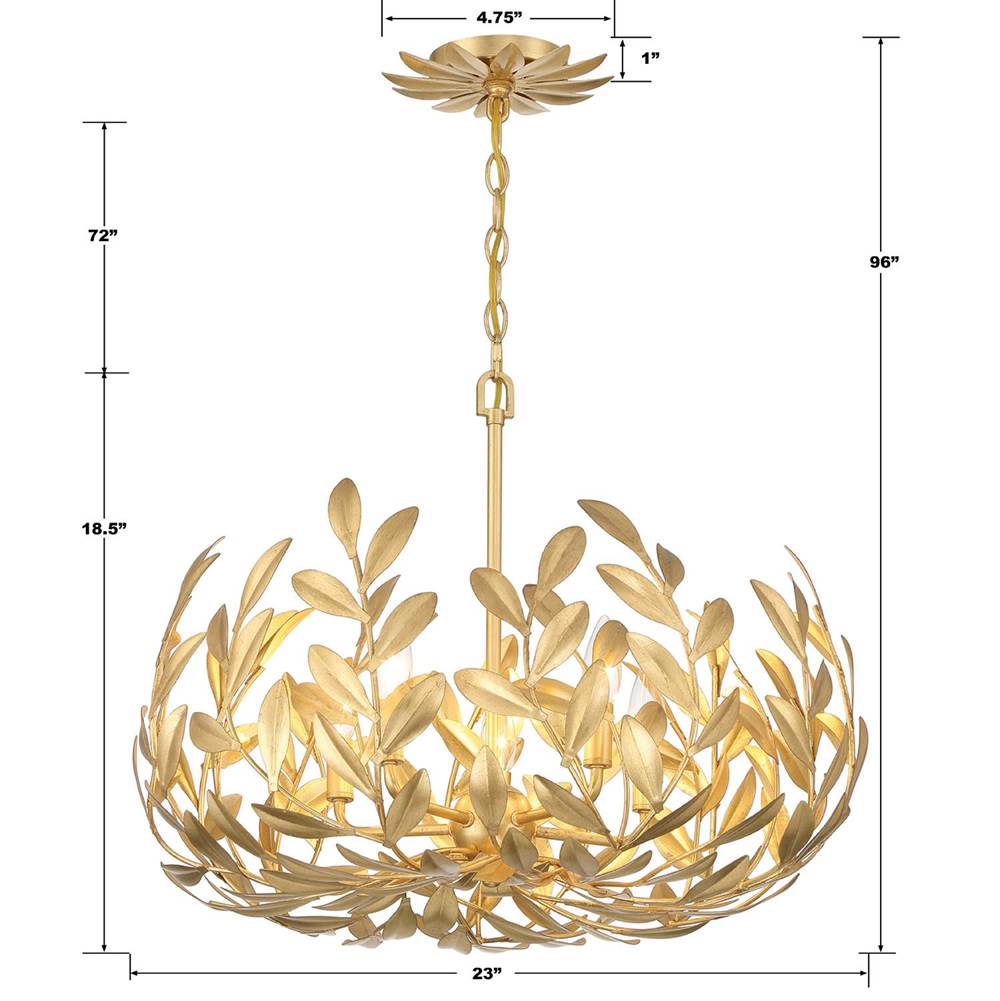 Crystorama 566-GA Antique Gold Broche 5 Light Antique Gold Chandelier Image 3