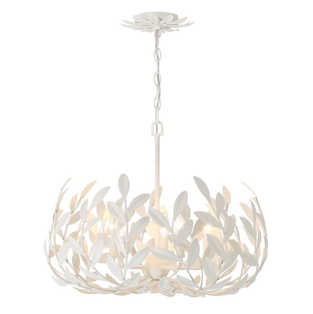 Crystorama 566-MT Matte White Broche 5 Light Matte White Chandelier Image 7
