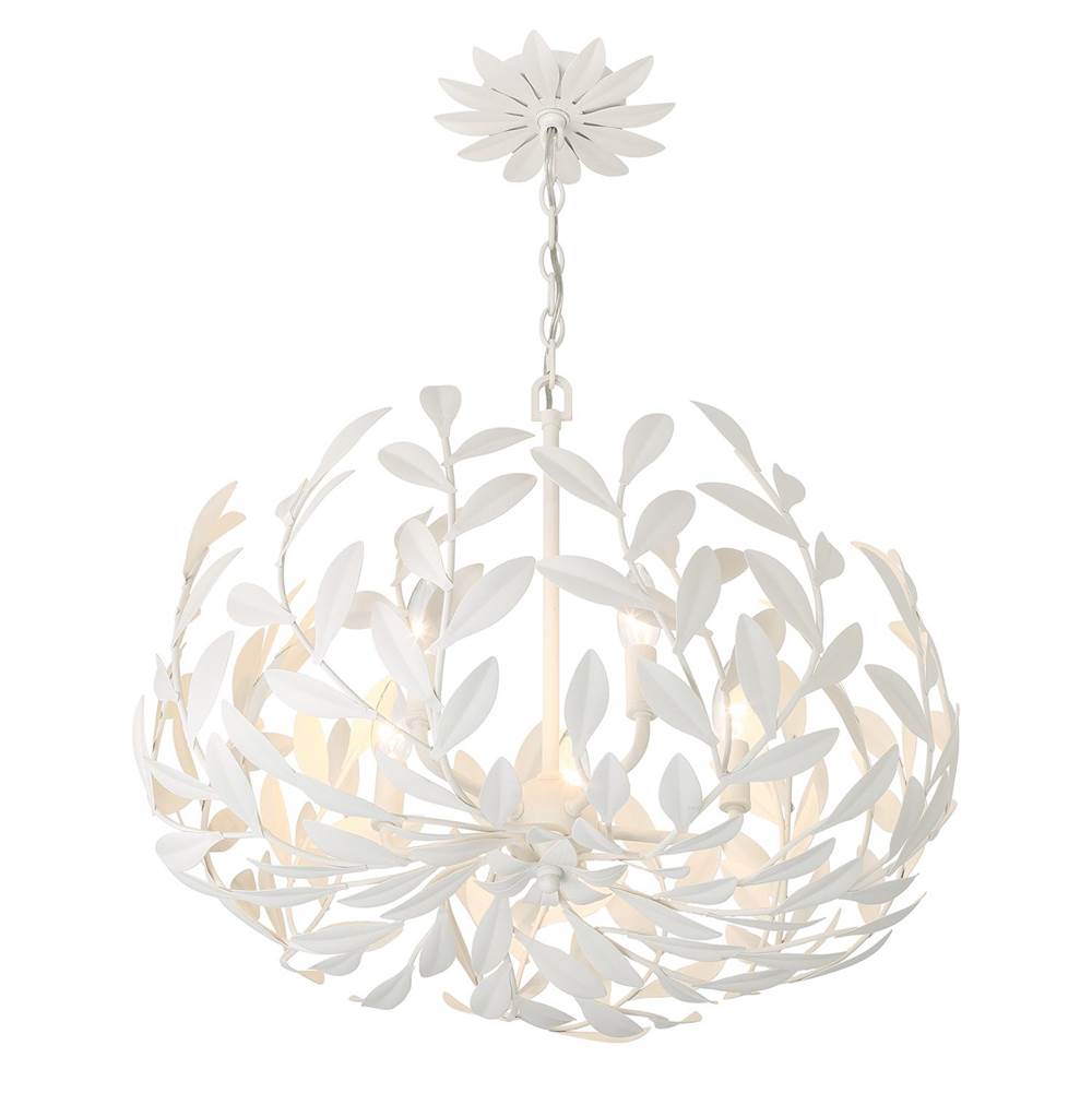 Crystorama 566-MT Matte White Broche 5 Light Matte White Chandelier Image 6