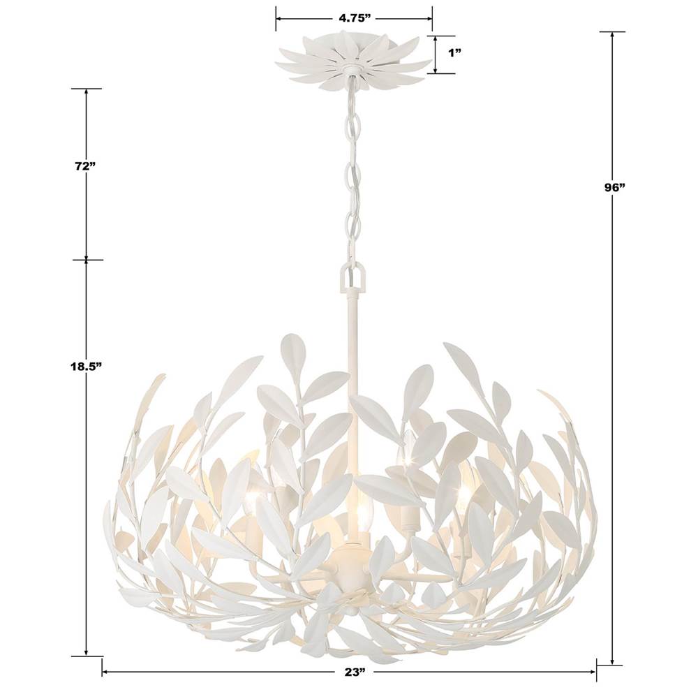 Crystorama 566-MT Matte White Broche 5 Light Matte White Chandelier Image 3