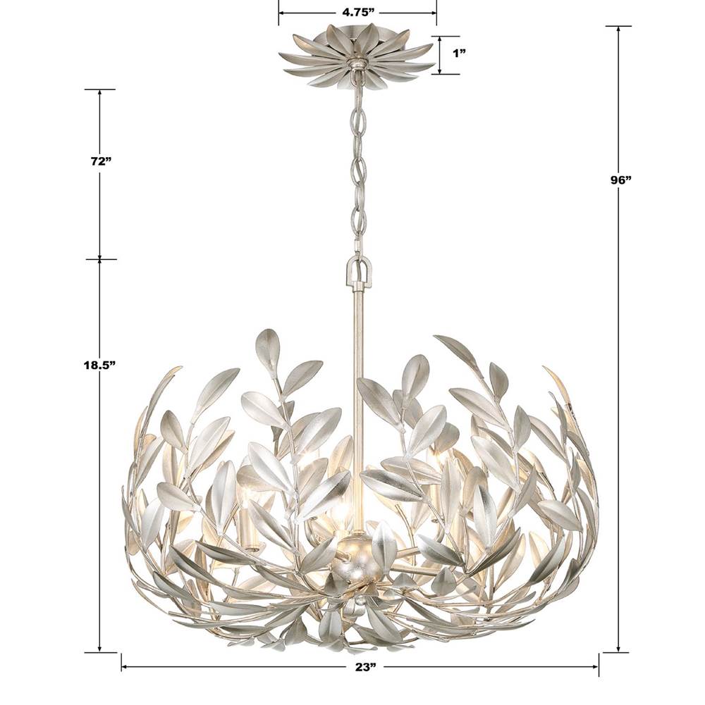 Crystorama 566-SA Antique Silver Broche 5 Light Antique Silver Chandelier Image 3