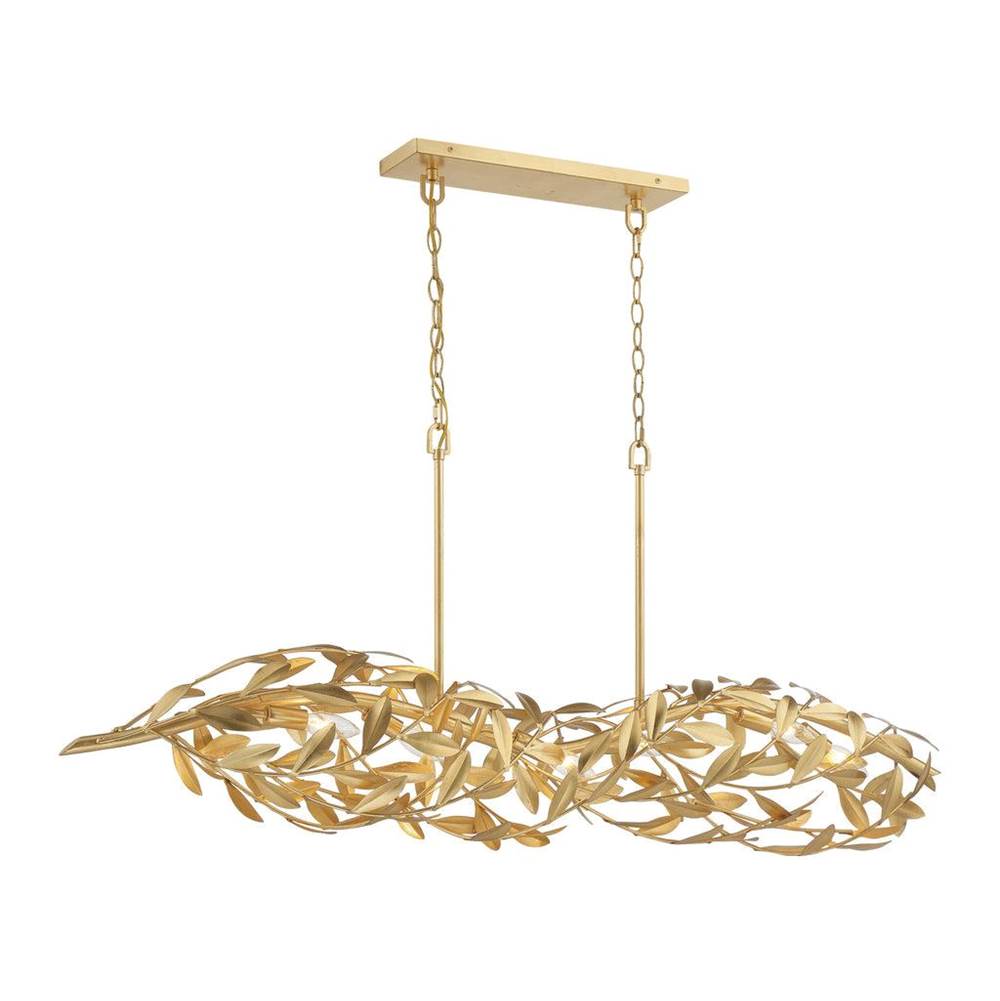 Crystorama 567-GA Antique Gold Broche 50.5'' Antique Gold Linear Chandelier Image 1