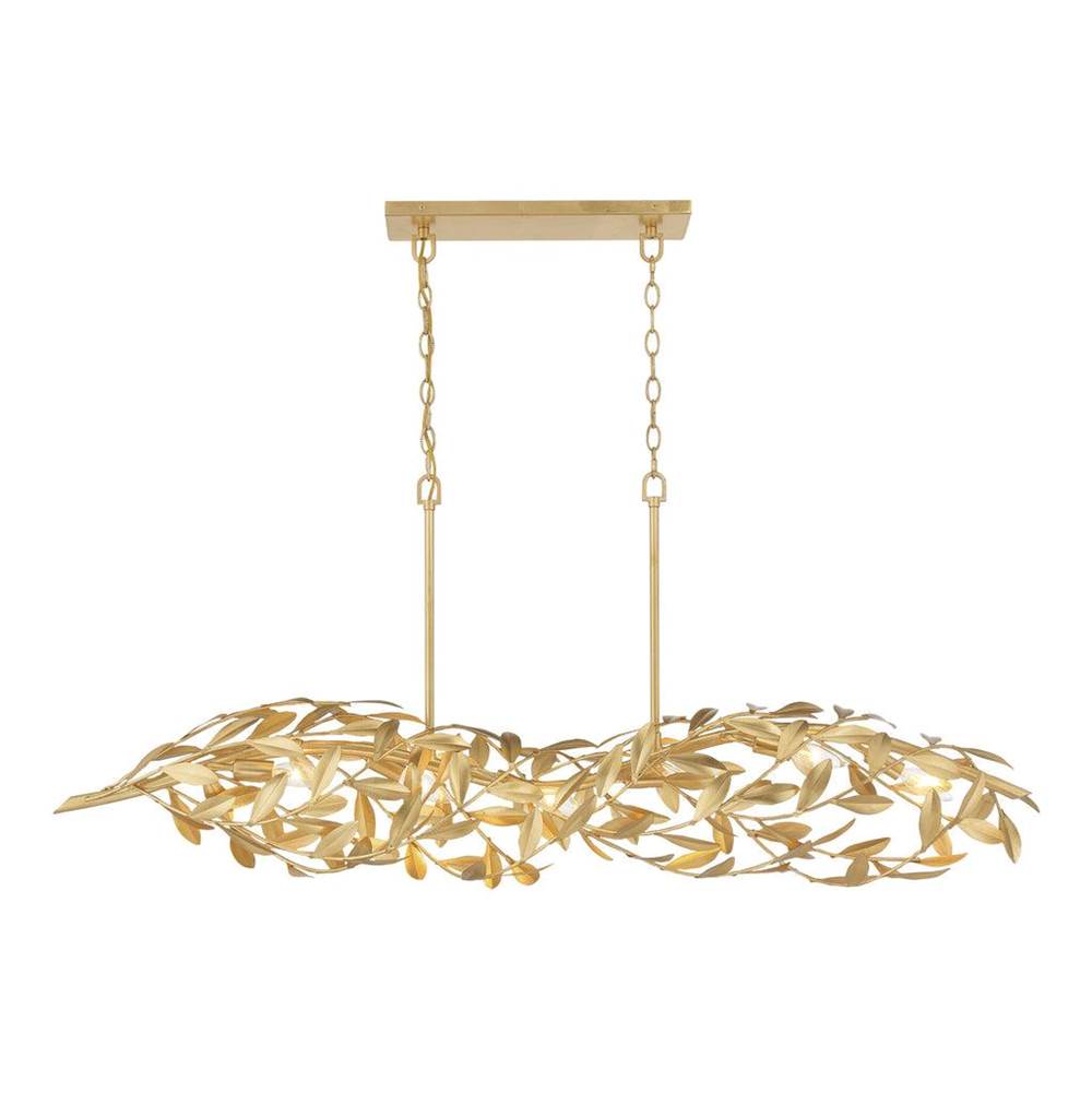 Crystorama Broche 50.5'' Antique Gold Linear Chandelier