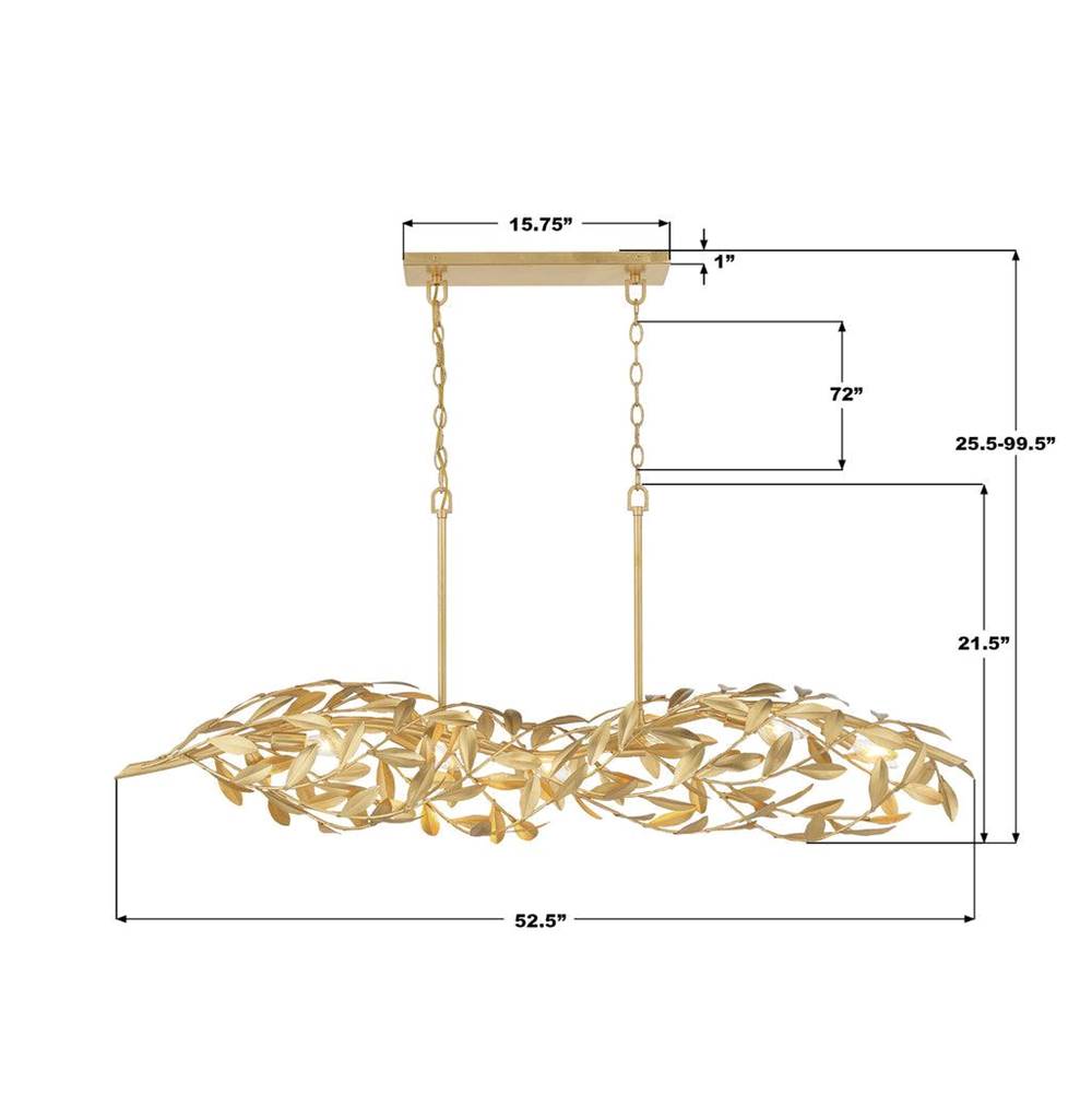 Crystorama 567-GA Antique Gold Broche 50.5'' Antique Gold Linear Chandelier Image 2