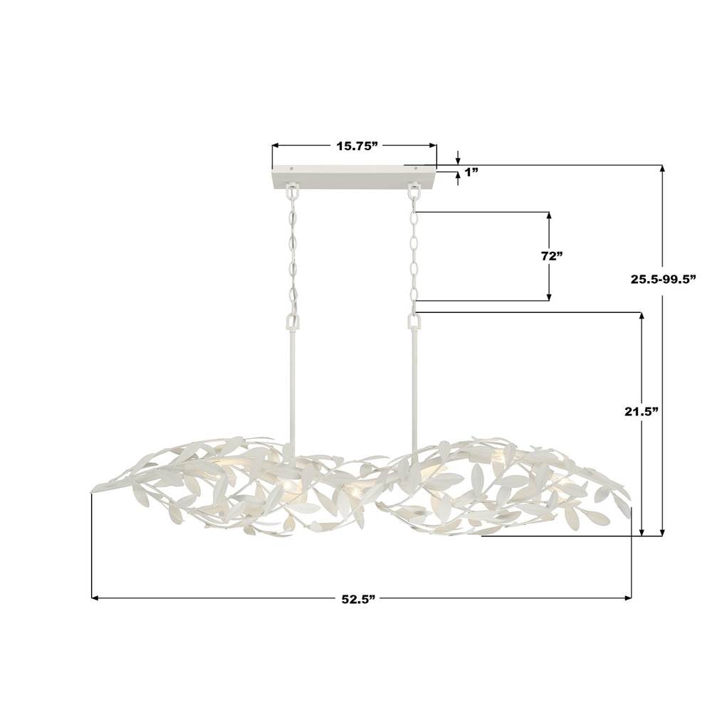 Crystorama 567-MT Matte White Broche 50.5'' Matte White Linear Chandelier Image 2