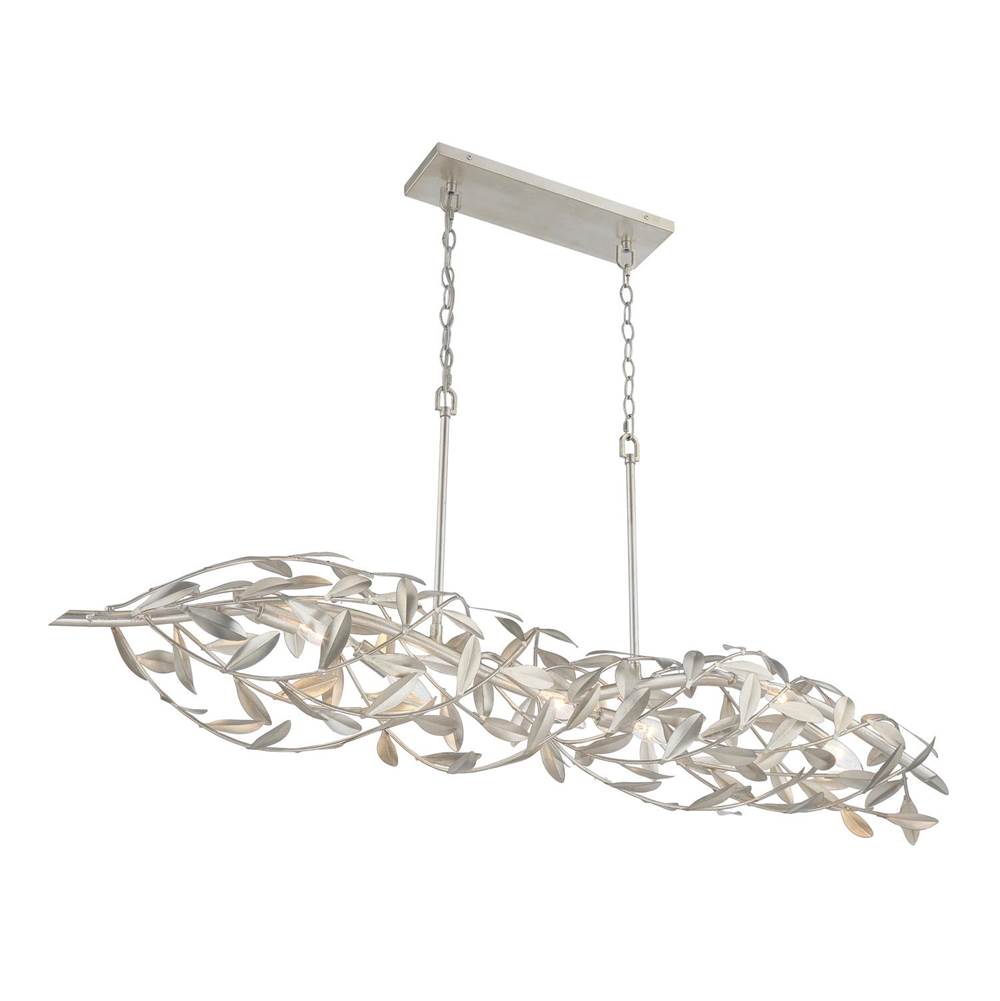Crystorama 567-SA Antique Silver Broche 50.5'' Antique Silver Linear Chandelier Image 5