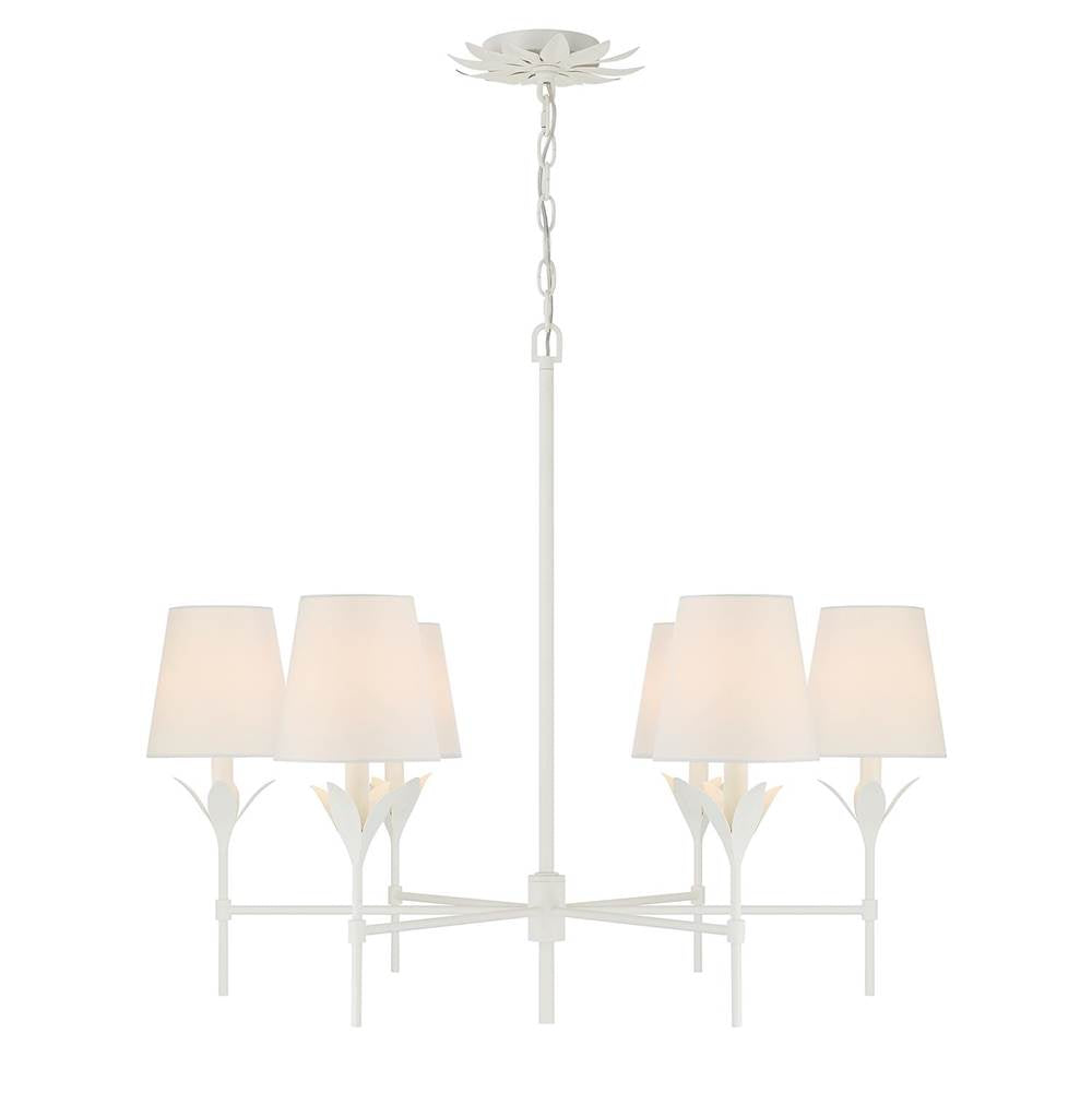Crystorama 568-MT Matte White Broche 6 Light Matte White Chandelier Image 5