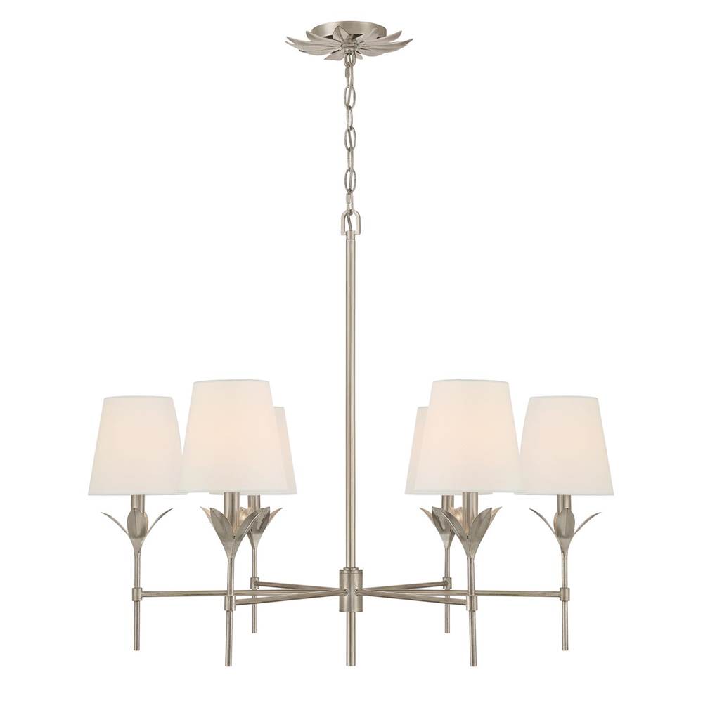 Crystorama 568-SA Antique Silver Broche 6 Light Antique Silver Chandelier Image 5
