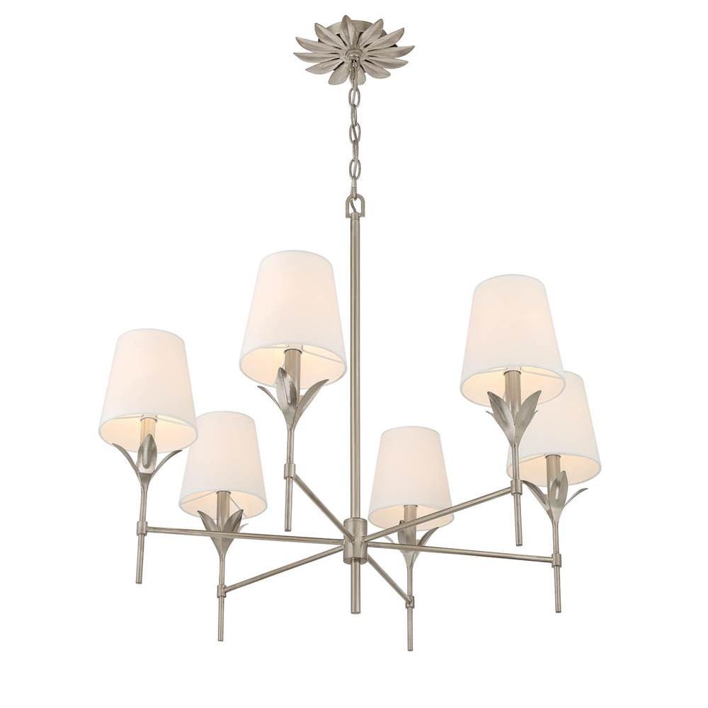 Crystorama 568-SA Antique Silver Broche 6 Light Antique Silver Chandelier Image 4